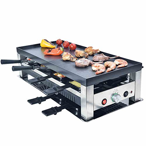Solis Grill 5 in 1, Raclette/ Tischgrill/ Wok/ Crêpes/Pizza, 8 Personen, Edelstahl, Table Grill 5 in 1, Typ 790